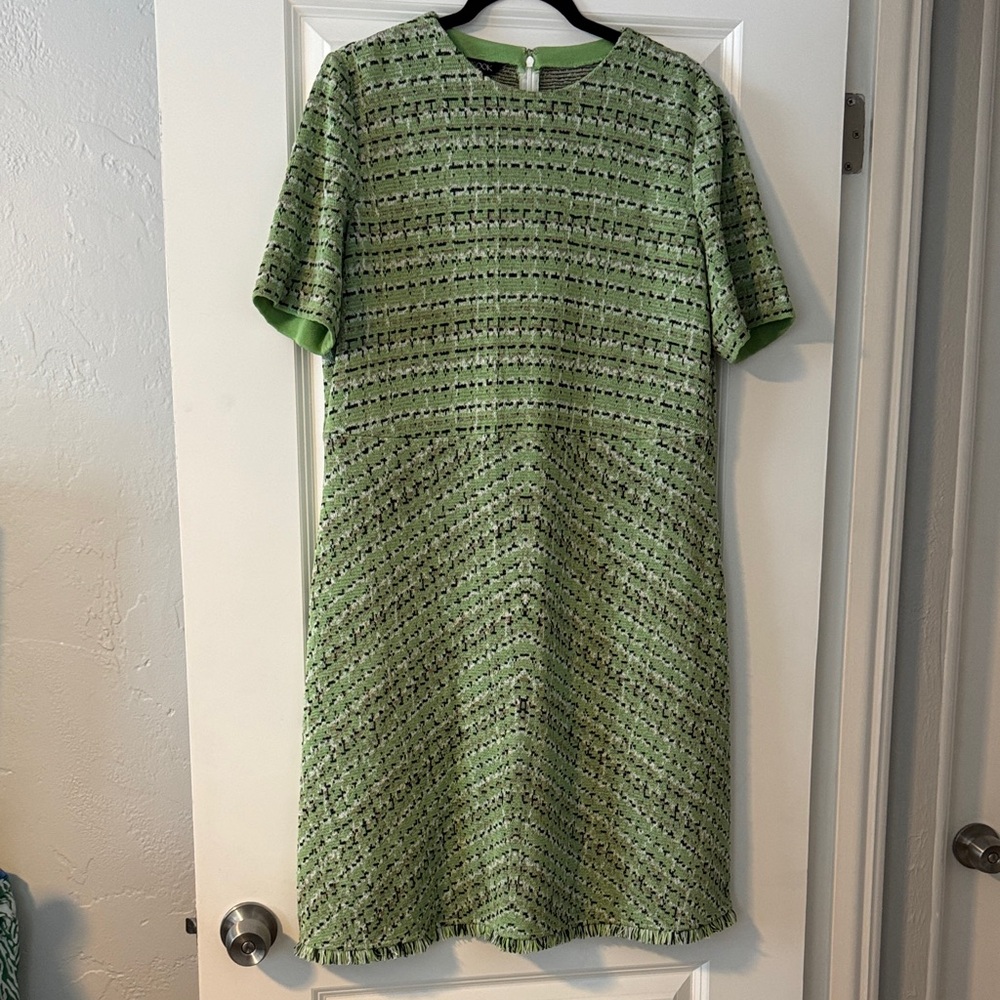 Misook Green Patterned Midi Dress